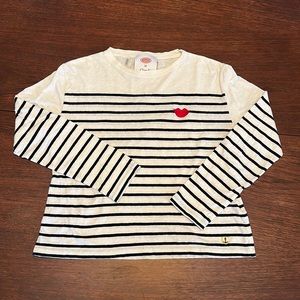 Clare V. x Armor Lux Striped Shirt w/ Red Lips- Size M